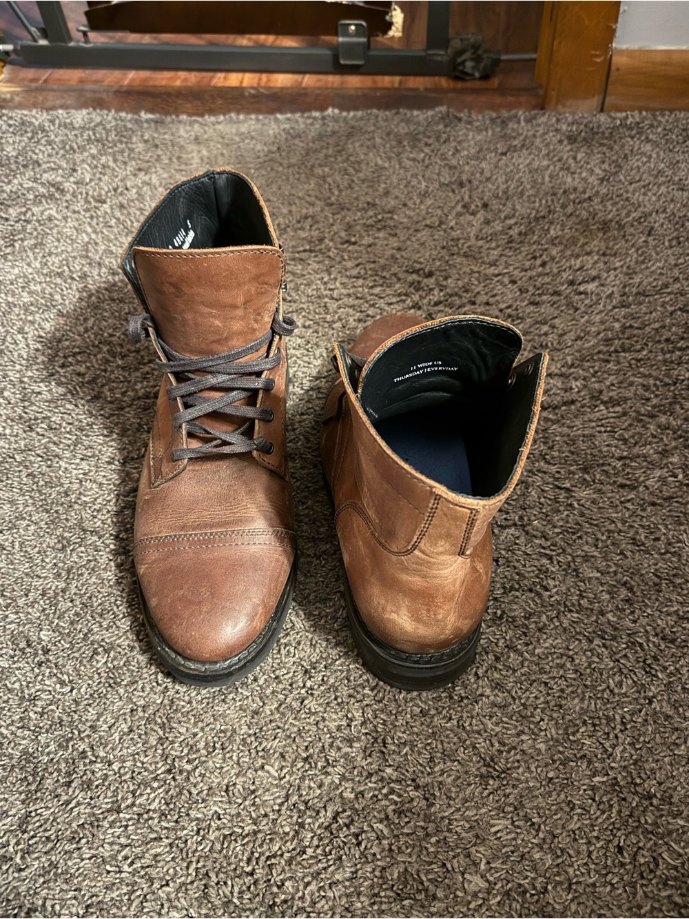 Thursday Boot Company Men's Cognac Brown Leather Lace-Up Boots